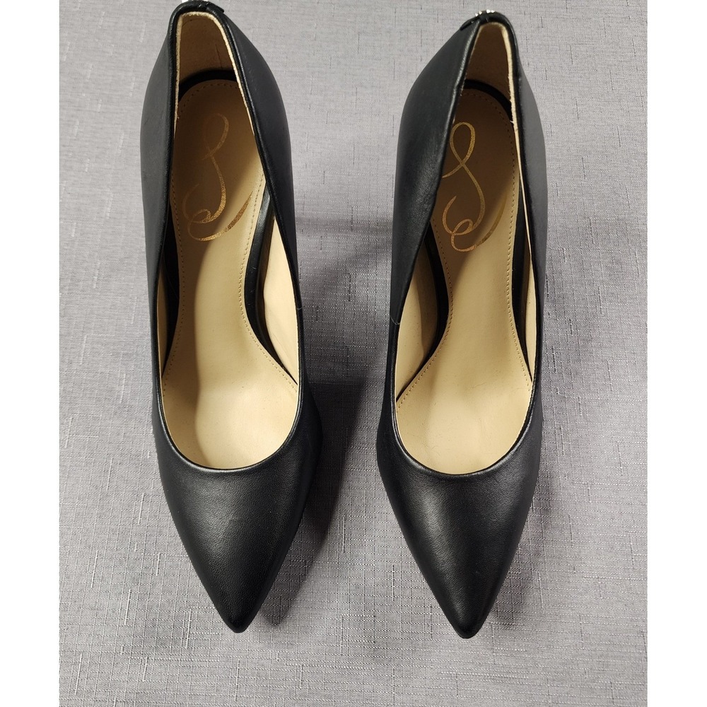 Sam Edelman Hazel Black Leather Pointed Toe Stiletto Sexy Pumps Heels Size 5.5 - Picture 2 of 10